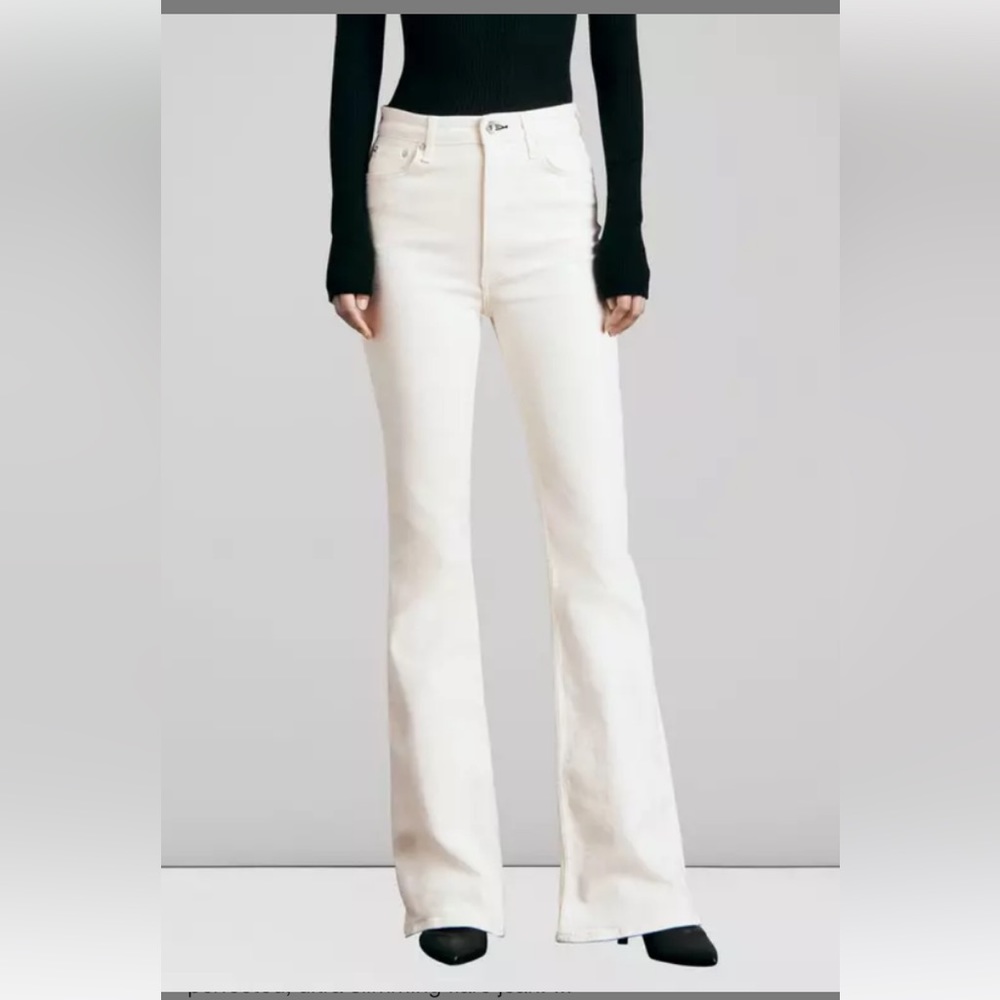 RAG & BONE CASEY HIGH RISE ANKLE FLARE COATED WHITE